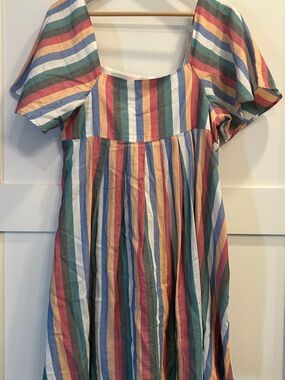 Madewell Striped Summer Dress in Pink, Blue & Orange